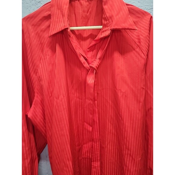 Vintage 70's Handmade Red Ribbed‎ Women's Button Front Plus Blouse Top Shirt 2x - Picture 2 of 11